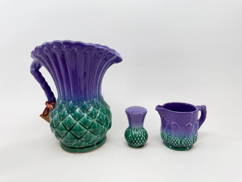 Vintage Govancroft Highland Ware Thistle Pitcher Creamer Shaker Set 2.45 lb